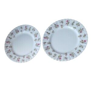 Royal Albert Winsome Bone China 2 Salad Plates 8.25" Roses Gold Trim England